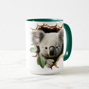 Caneca Urso coala bonito no buraco de árvores