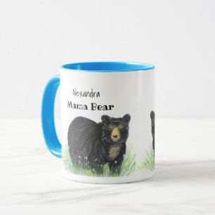 Caneca ~ Urso da Mamãe ~ Urso Preto Trilha Azul