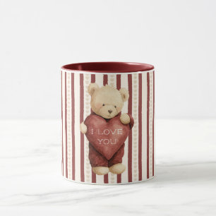 Caneca Urso de Amor Coração Vermelho