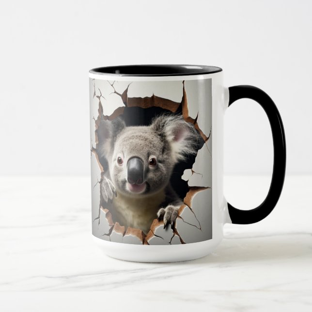 Caneca Urso de coala bonito na parede rachada (Direita)