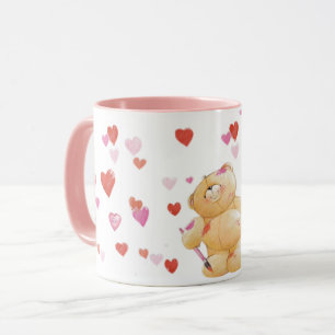 Caneca Urso de Coração e Coração