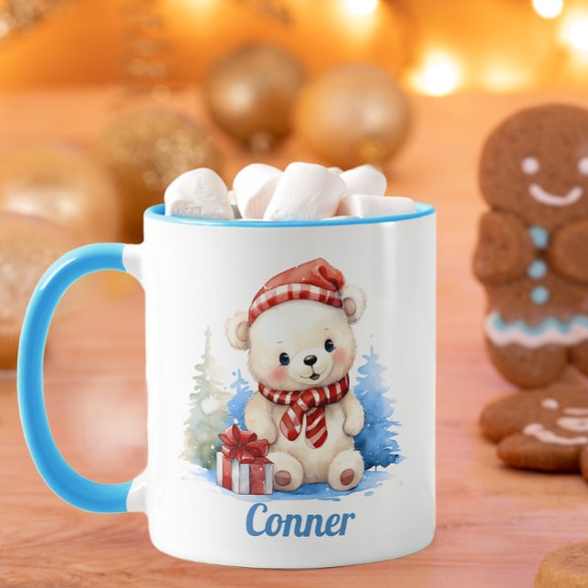 Caneca Urso de Natal - Crianças Personalizadas (Cute Christmas Mug Keepsake)