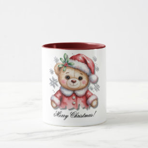 Caneca Urso de Natal Fofo e Flocos de Neve Baby Shower