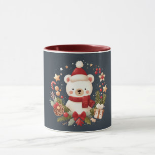 Caneca Urso de Natal/Inverno em coroa