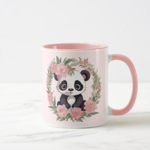 Caneca Urso de Panda Adorável com Flores