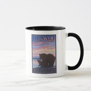 Caneca Urso e Cub - parque nacional de Denali, Alaska