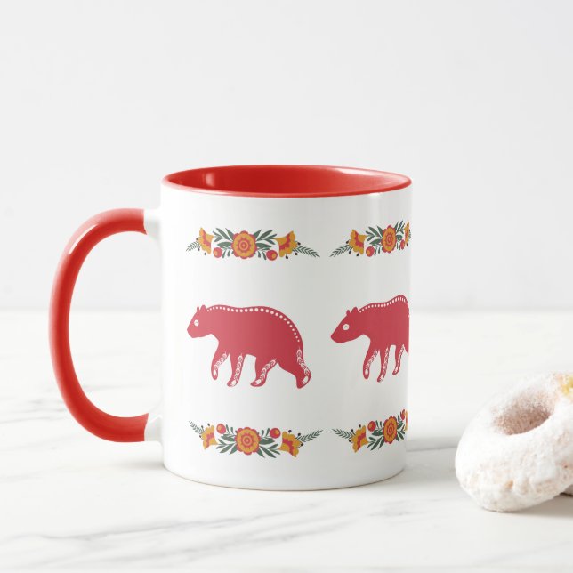 Caneca Urso Escandinavo Vermelho (Com Donut)