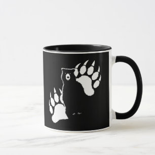 Caneca Urso-grizzle e pegadas Design gráfico