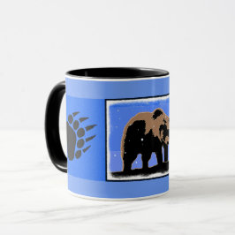 Caneca Urso Grizzly no inverno - Arte original sobre a vi