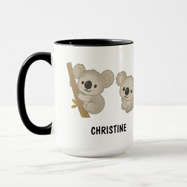 Caneca Urso Koala Desenhado à Mão Personalizado Fofo (Esquerda)
