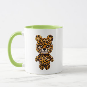 Caneca Urso Leopardo Kawaii Brilhante