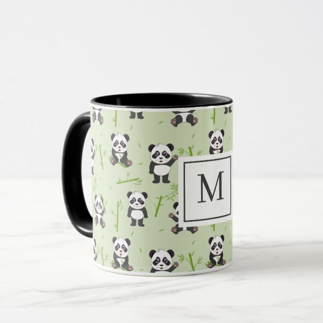 Caneca Urso Panda Fofo Bambu Animais Kawaii Monograma (Frente Esquerda)