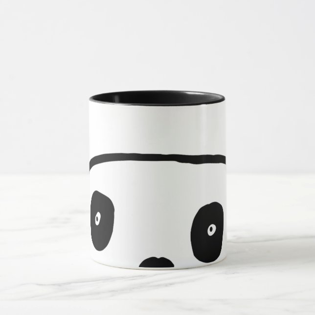 Caneca Urso Panda Kawaii Preto E Branco Simples Moderno (Centro)