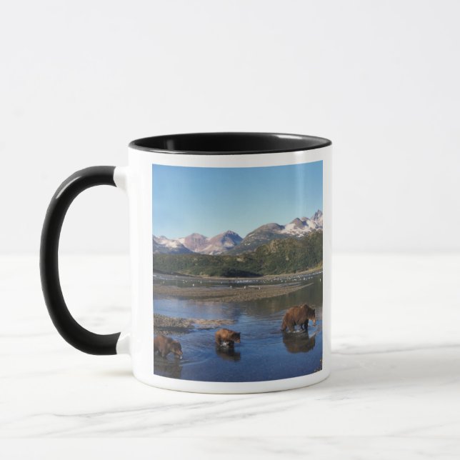 Caneca Urso pardo, urso cinzento, porca e filhotes em (Esquerda)