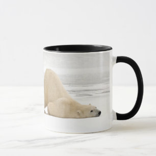 Caneca Urso polar coçando-se na tundra congelada