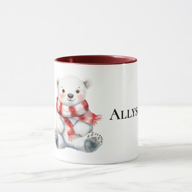 Caneca Urso Polar com Feixe Branco Vermelho Pepperminto (Centro)