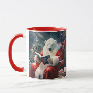 Caneca Urso Polar de Natal lendo