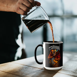 Caneca Urso Retro Com Chapéu de Ralador de Queijo e Óculo