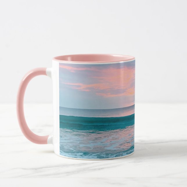 Caneca Urso solar da praia azul rosa verde-rosa, duas can (Esquerda)