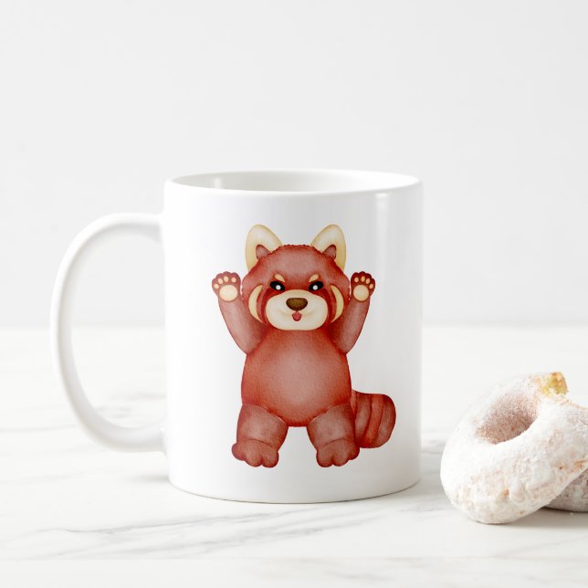 Caneca Urso Vermelho Fofo – Xícara de Café do Ursi (Com Donut)