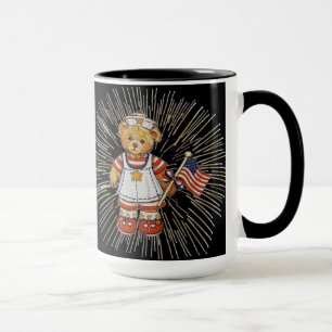 Caneca Urso Vintage com Fireworks Branco moderno