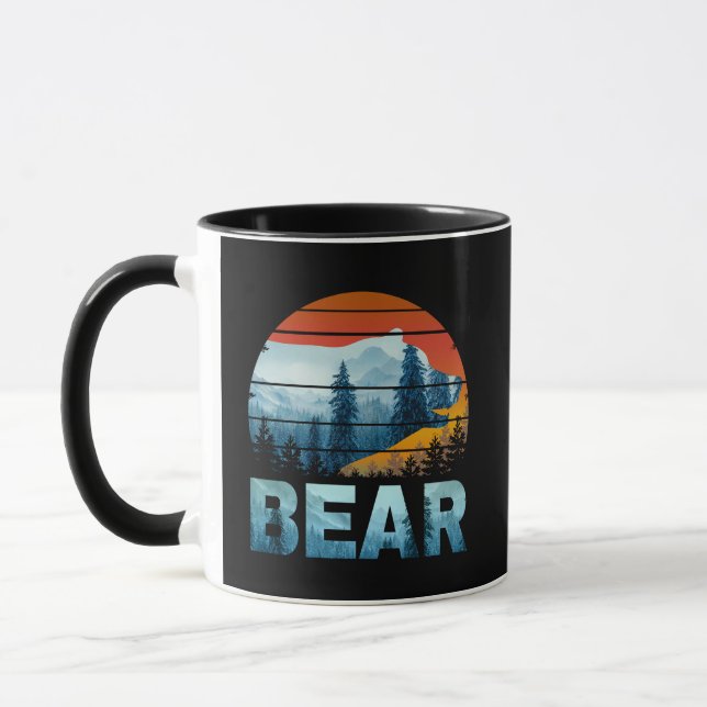 CANECA URSO VINTAGE NATUREZA SELVAGEM FLORESTA PÔR DO SOL (Esquerda)