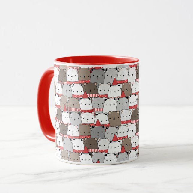 Caneca Ursos de Natal Bonitos (Frente Esquerda)
