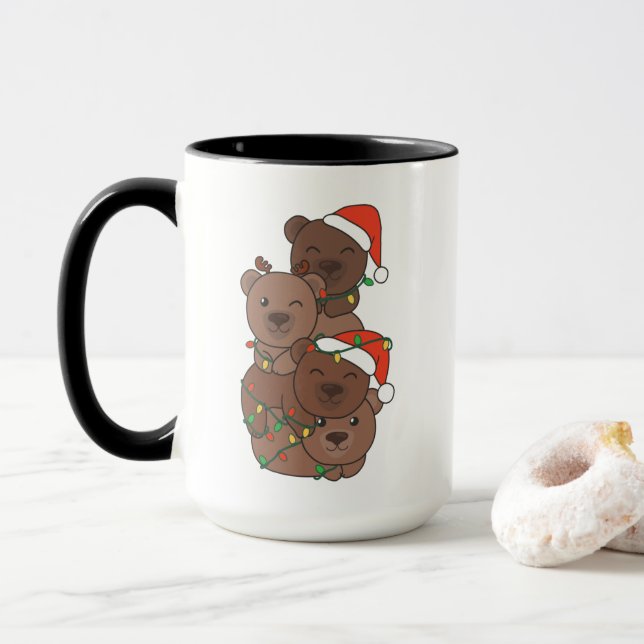 Caneca Ursos de Natal de Árvore Árvore de Natal (Com Donut)