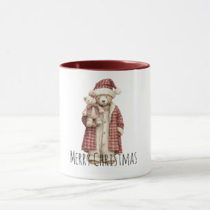 Caneca Ursos de Natal Vermelho Creme