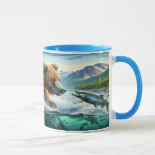 Caneca Ursos grizzly com salmão de truta-lombo 7x5
