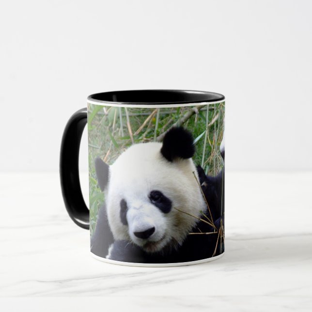 Caneca Ursos Panda Gigantes Comendo Bambu & Amor (engraça (Frente Esquerda)