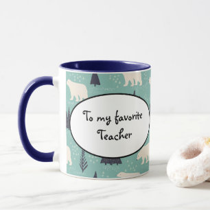 Caneca Ursos Polares Desenhados Manuscritos Evergreen Tre