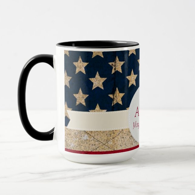 Caneca USA Flag Stars and Stripes Monogramas Mug (Esquerda)