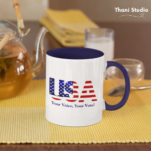 Caneca USA Sua Voz Sua Política De Voto