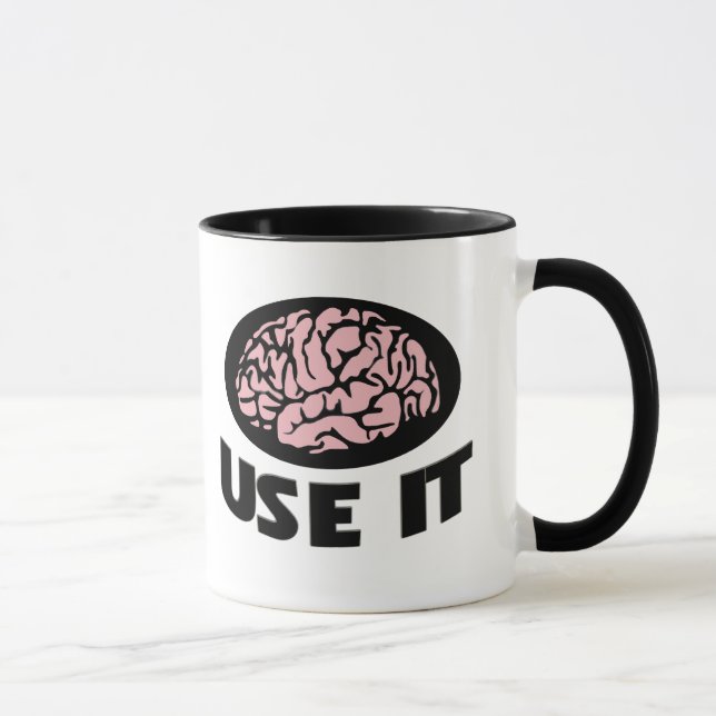 Caneca "Use It" Mug – Minimalist Pink Brain Design  (Direita)