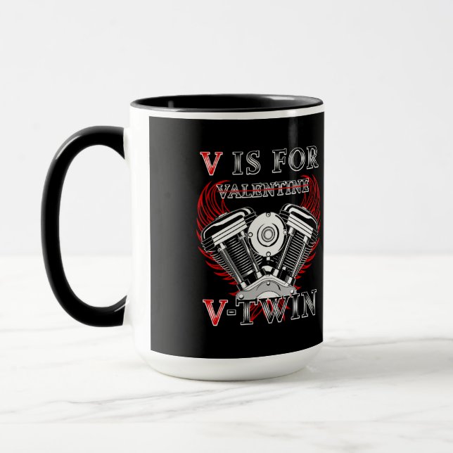 Caneca V is for Valentine, V-Twin Motorcycle. Biker (Esquerda)