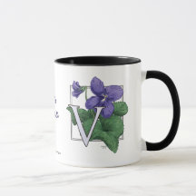 V para o monograma da flor das violetas