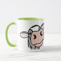 vaca de desenho animado preto branco rosa beijo ci