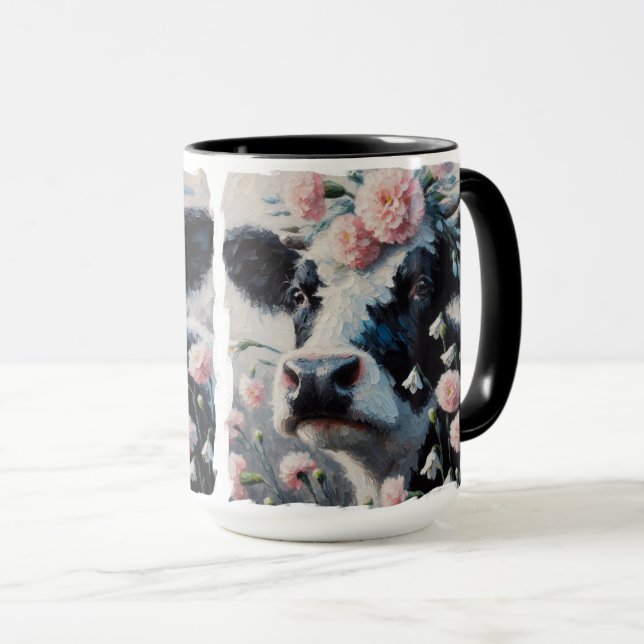 Caneca Vaca de Holstein em Pintura de Fazendas (Frente Esquerda)