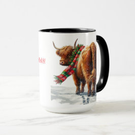 Caneca Vaca Highland "Moo-ry Christmas" Café Mug Cup
