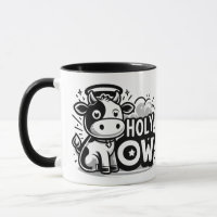 Caneca Vaca Sagrada Anjo Fofo – Preto e Branco Div