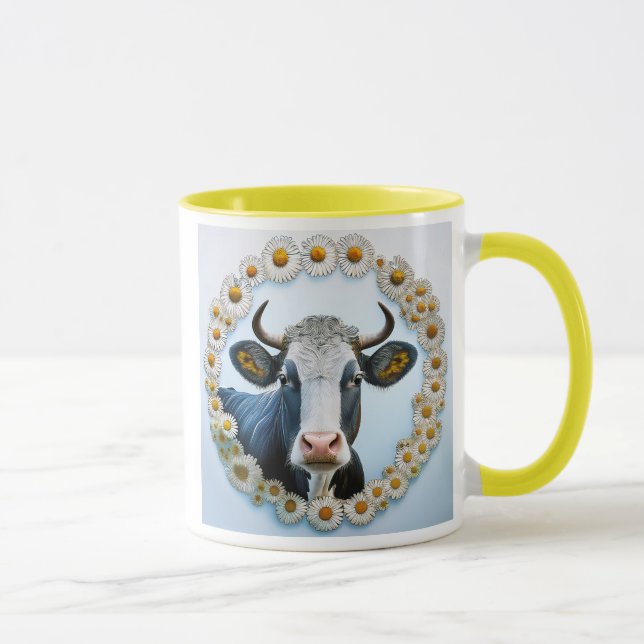Caneca Vache avec une couronne de marguerites. (Direita)