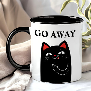 Caneca Vai Lá Para Fora Gato Preto De Dedo Médio Engra