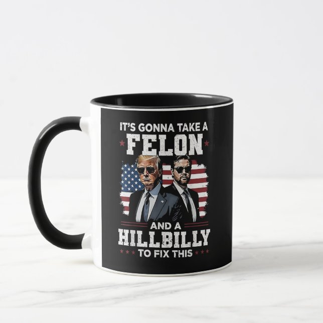 Caneca Vai levar felon e Trump Vance. (Esquerda)