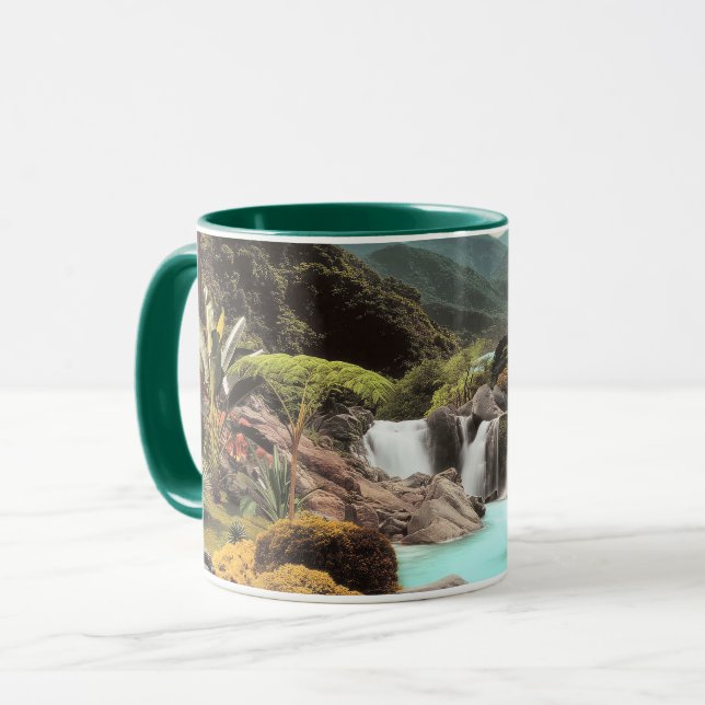 Caneca Vale Tropical Surrealista com Cachoeiras (Frente Esquerda)