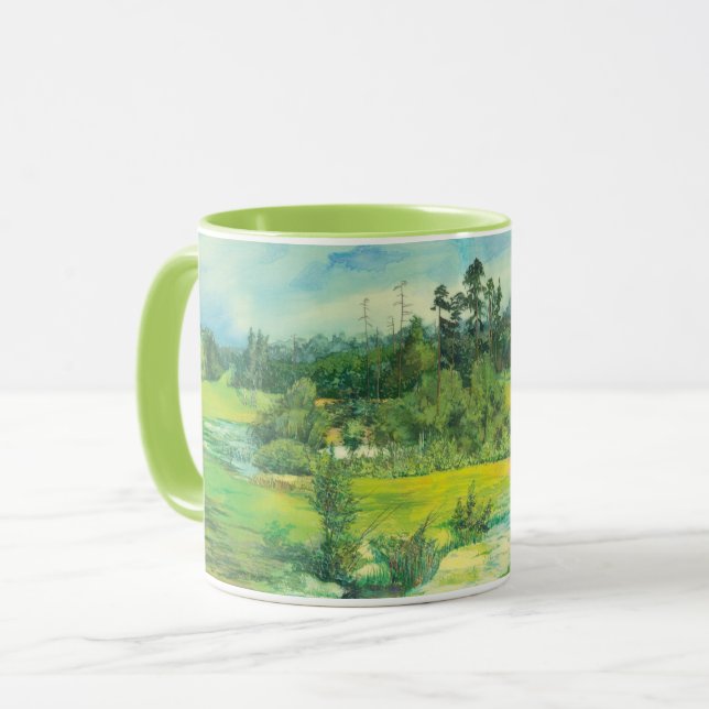 Caneca Vale verde Watercolor (Frente Esquerda)