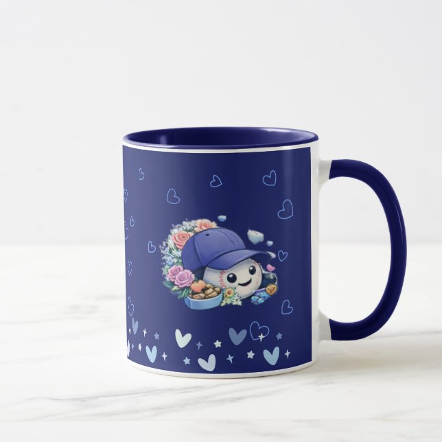 Caneca Valentine Baseball Blue Color Cute (Direita)