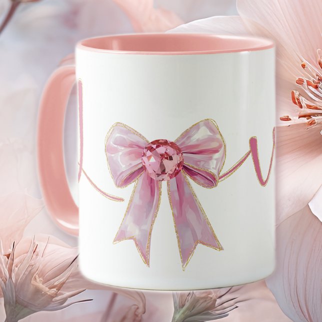 Caneca Valentine Pink Bow (Criador carregado)