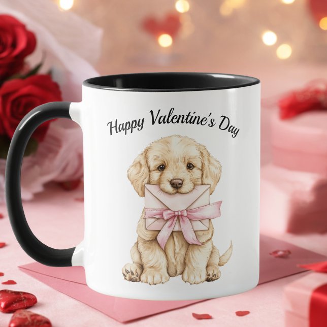 Caneca Valentine’s Day Puppy Mug-Cute Dog Valentine Gift (Criador carregado)