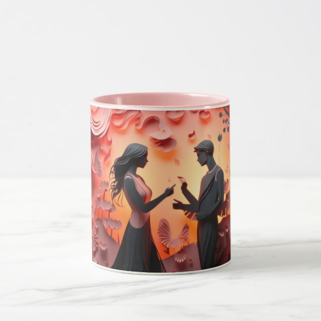 Caneca  Valentine’s Day Romantic Couple Silhouette Love  (Centro)